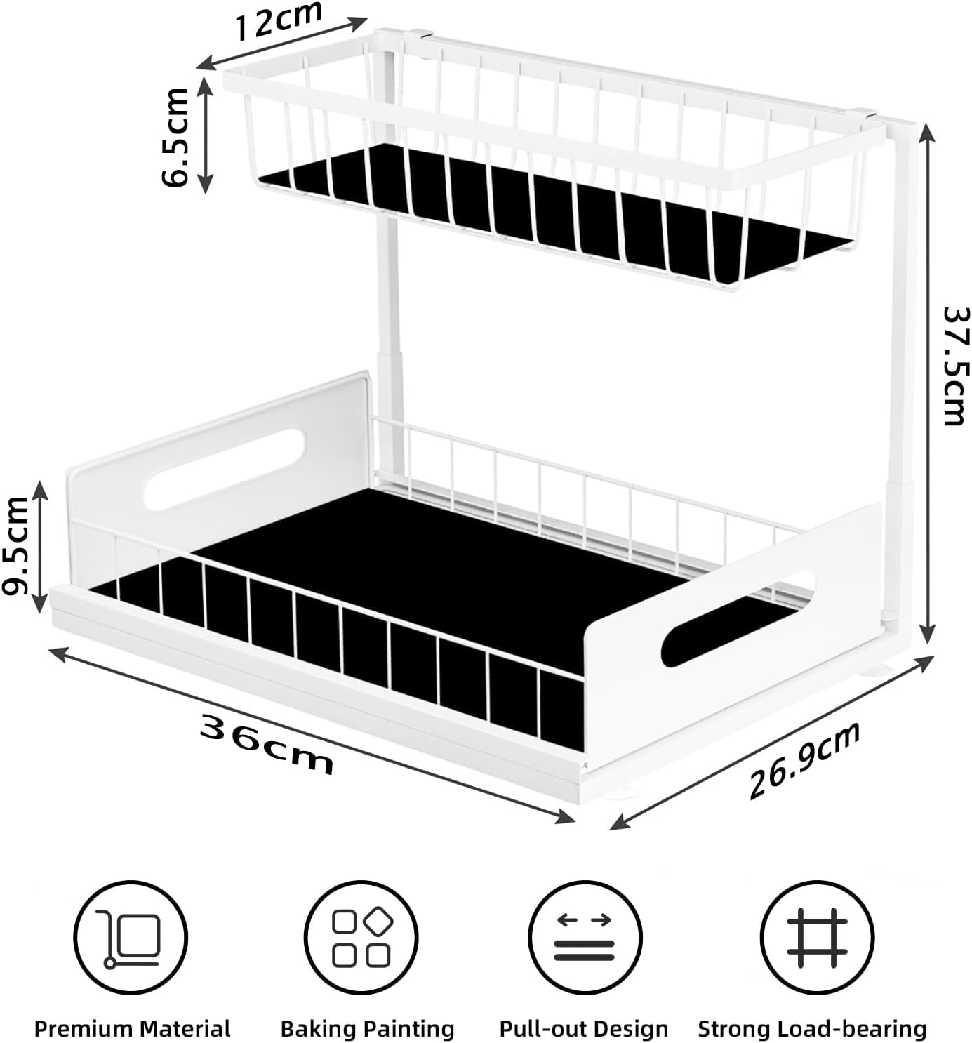 CARLA HOME 2 pack Under Sink Organiser with Sliding Drawers & 2 tier for Kitchen & Bathroom V178-36342