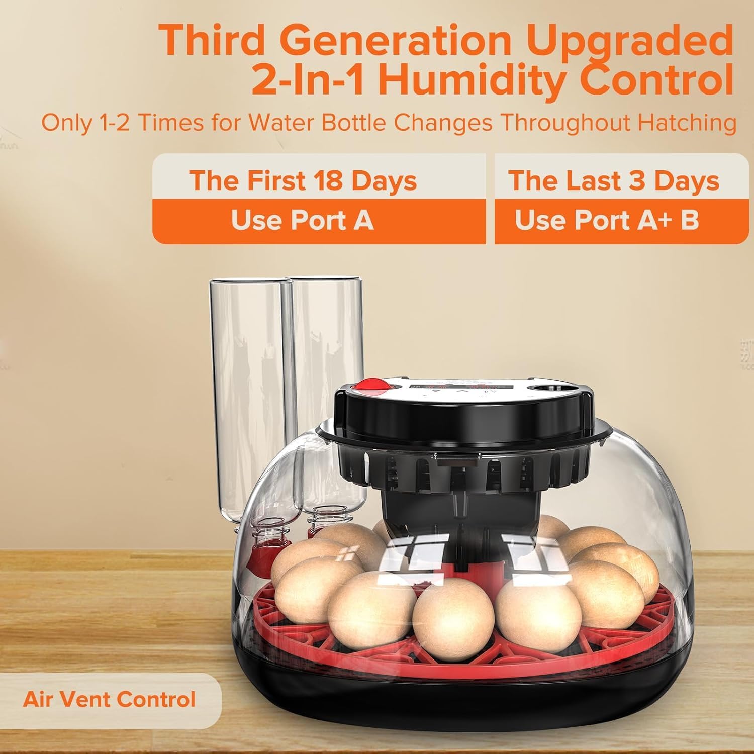 CARLA HOME 12 Egg Incubator with Automatic Turning, LED Display, Humidity & Temperature Control, Auto Water V178-36343