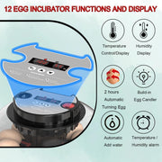CARLA HOME 12 Egg Incubator with Automatic Turning, LED Display, Humidity & Temperature Control, Auto Water V178-36343