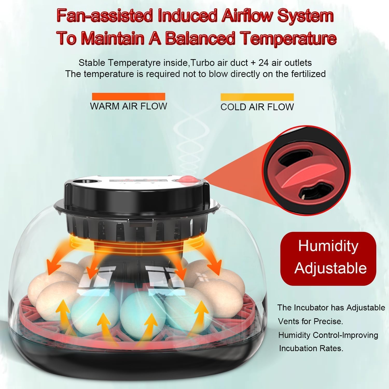 CARLA HOME 12 Egg Incubator with Automatic Turning, LED Display, Humidity & Temperature Control, Auto Water V178-36343