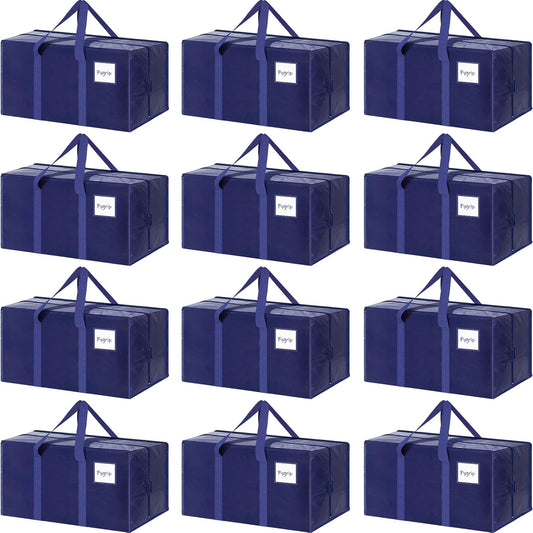 CARLA HOME 12-Pack Large Moving Storage Bags with Zippers & Handles with 95 Liters Capacity for Space Saving, V178-36345