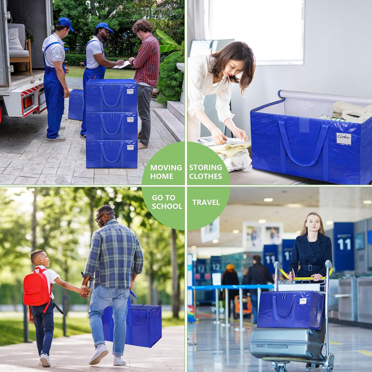 CARLA HOME 12-Pack Large Moving Storage Bags with Zippers & Handles with 95 Liters Capacity for Space Saving, V178-36345