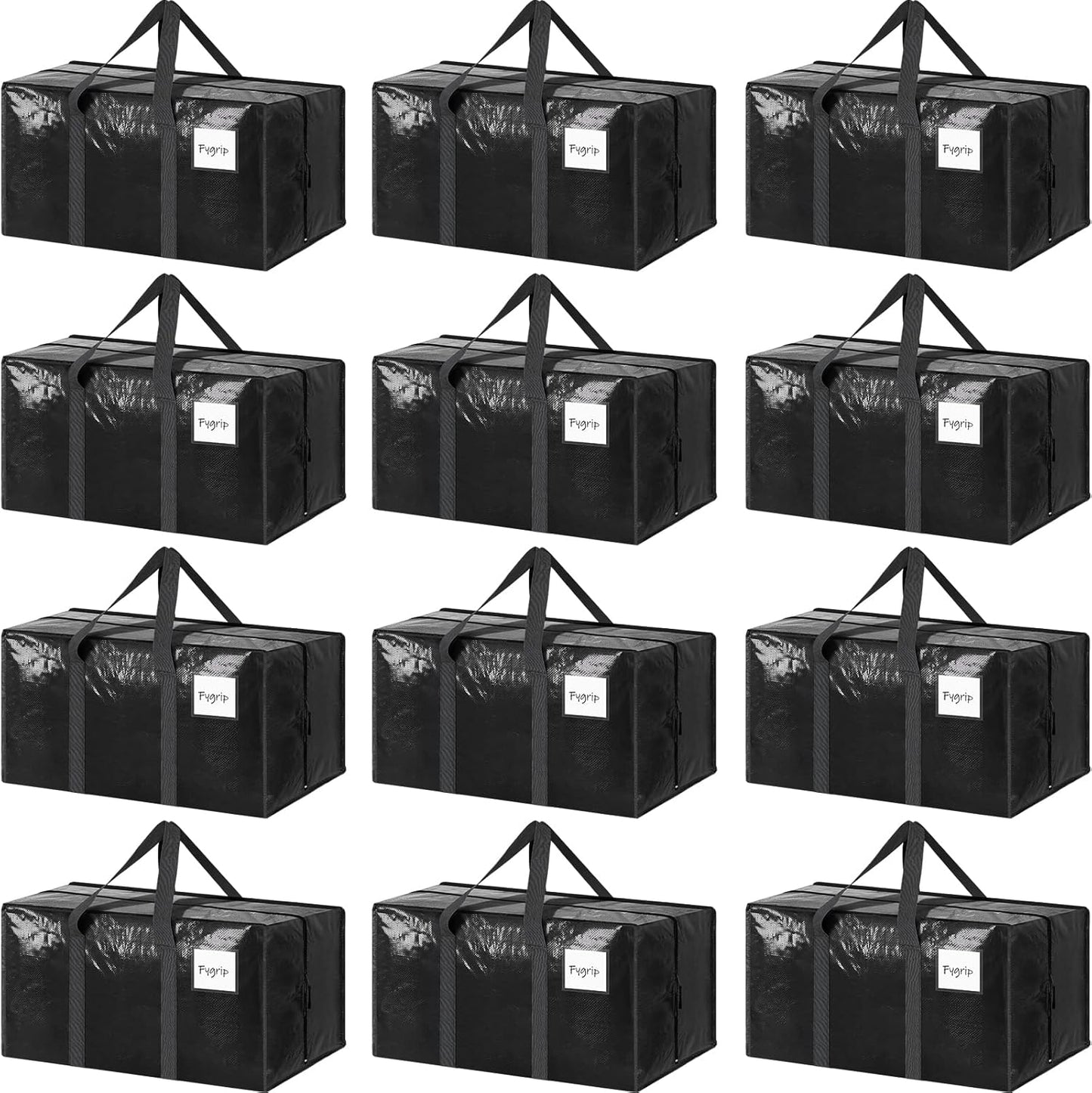 CARLA HOME 12-Pack Large Moving Storage Bags with Zippers & Handles with 95 Liters Capacity for Space Saving, V178-36346