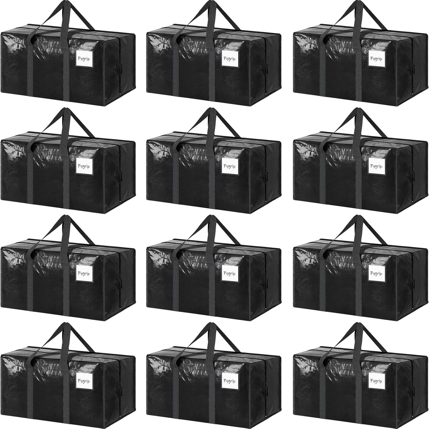 CARLA HOME 12-Pack Large Moving Storage Bags with Zippers & Handles with 95 Liters Capacity for Space Saving, V178-36346