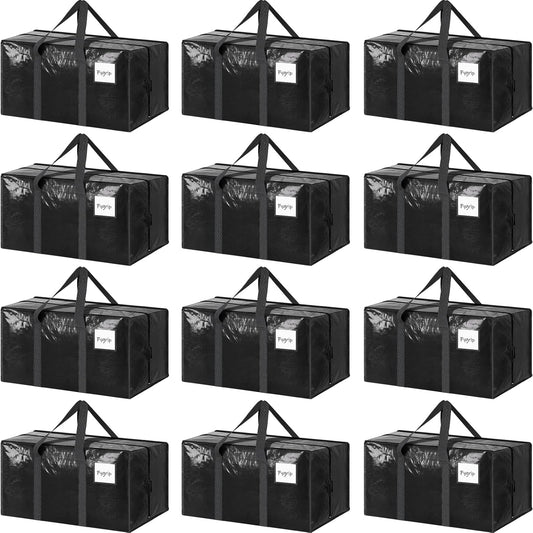 CARLA HOME 12-Pack Large Moving Storage Bags with Zippers & Handles with 95 Liters Capacity for Space Saving, V178-36346