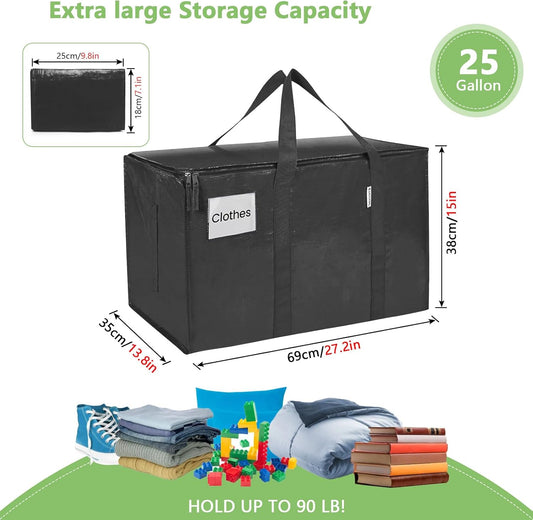 CARLA HOME 12-Pack Large Moving Storage Bags with Zippers & Handles with 95 Liters Capacity for Space Saving, V178-36346