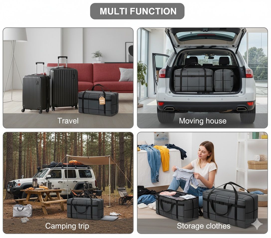 CARLA HOME 4-Pack 180L Extra Large Moving Storage Bags with Handles & Duty Zippered for Clothes, Travel, V178-36347