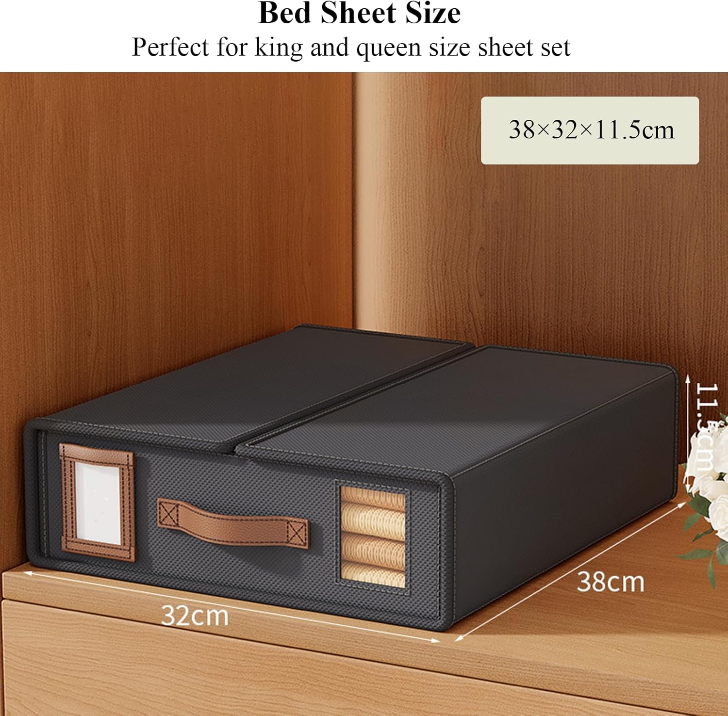 CARLA HOME Bed Sheet Organizer Set of 8 with Handle & Window for Covers, Pillowcases, Blankets, Clothes & V178-36349