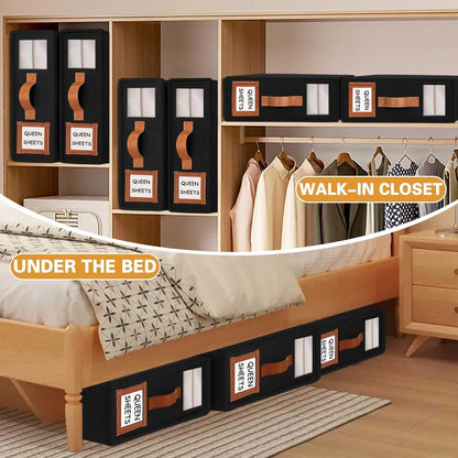 CARLA HOME Bed Sheet Organizer Set of 8 with Handle & Window for Covers, Pillowcases, Blankets, Clothes & V178-36349