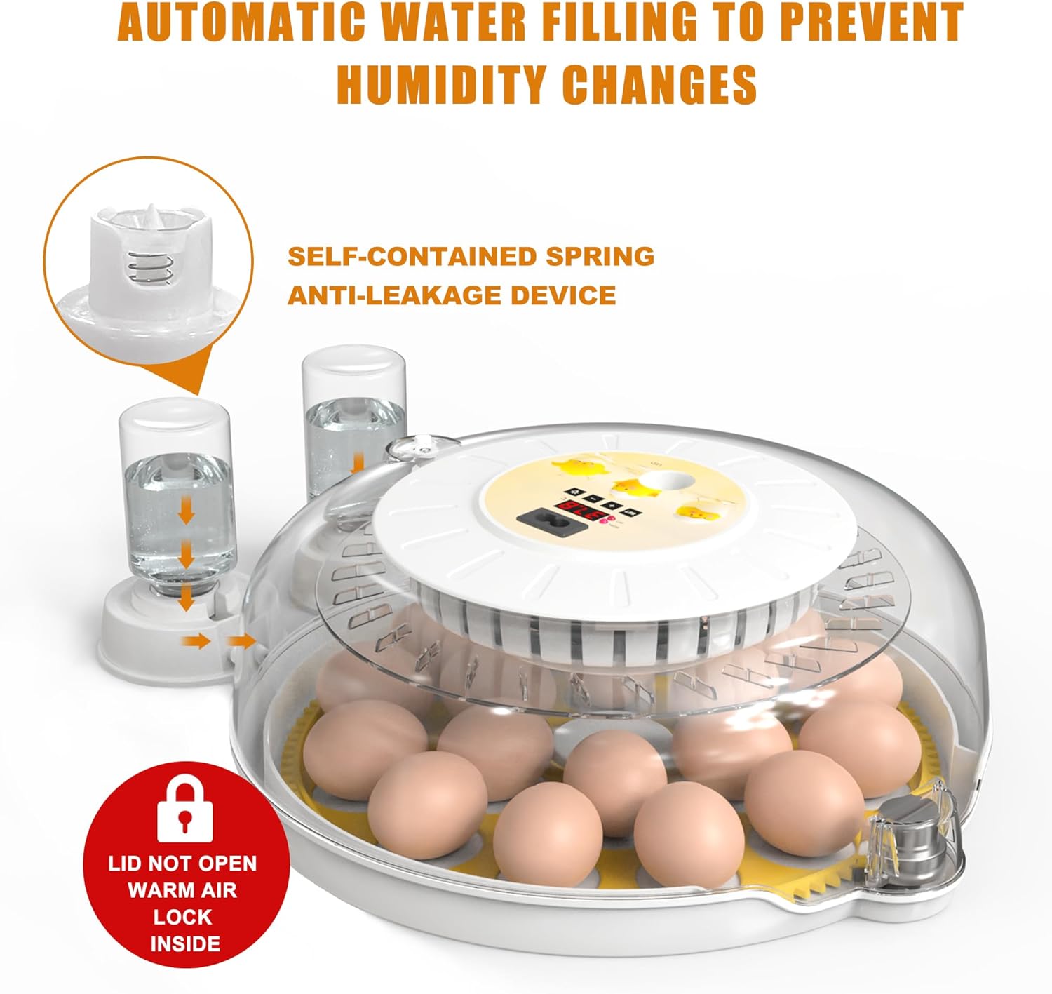 CARLA HOME 18 Egg Incubator with Automatic Turning, LED Display, Humidity & Temperature Control, Auto Water V178-36353
