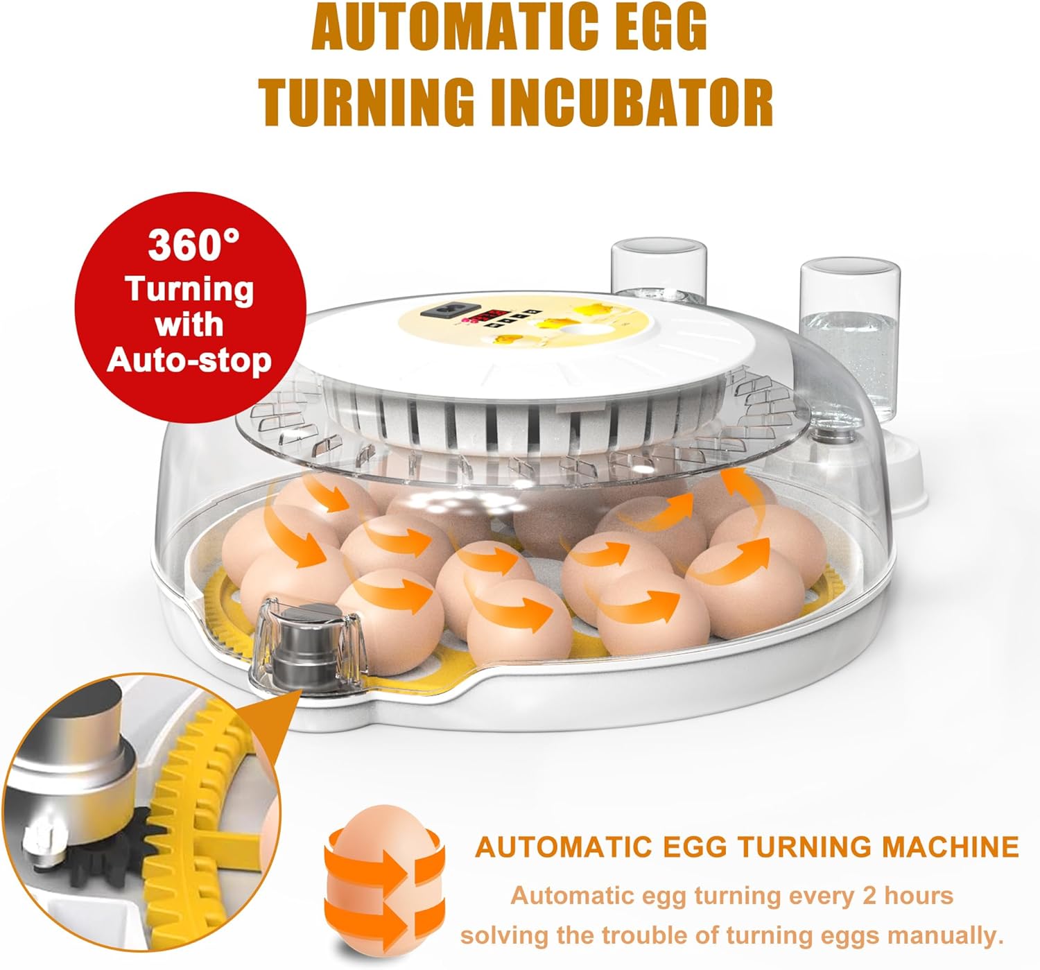 CARLA HOME 18 Egg Incubator with Automatic Turning, LED Display, Humidity & Temperature Control, Auto Water V178-36353