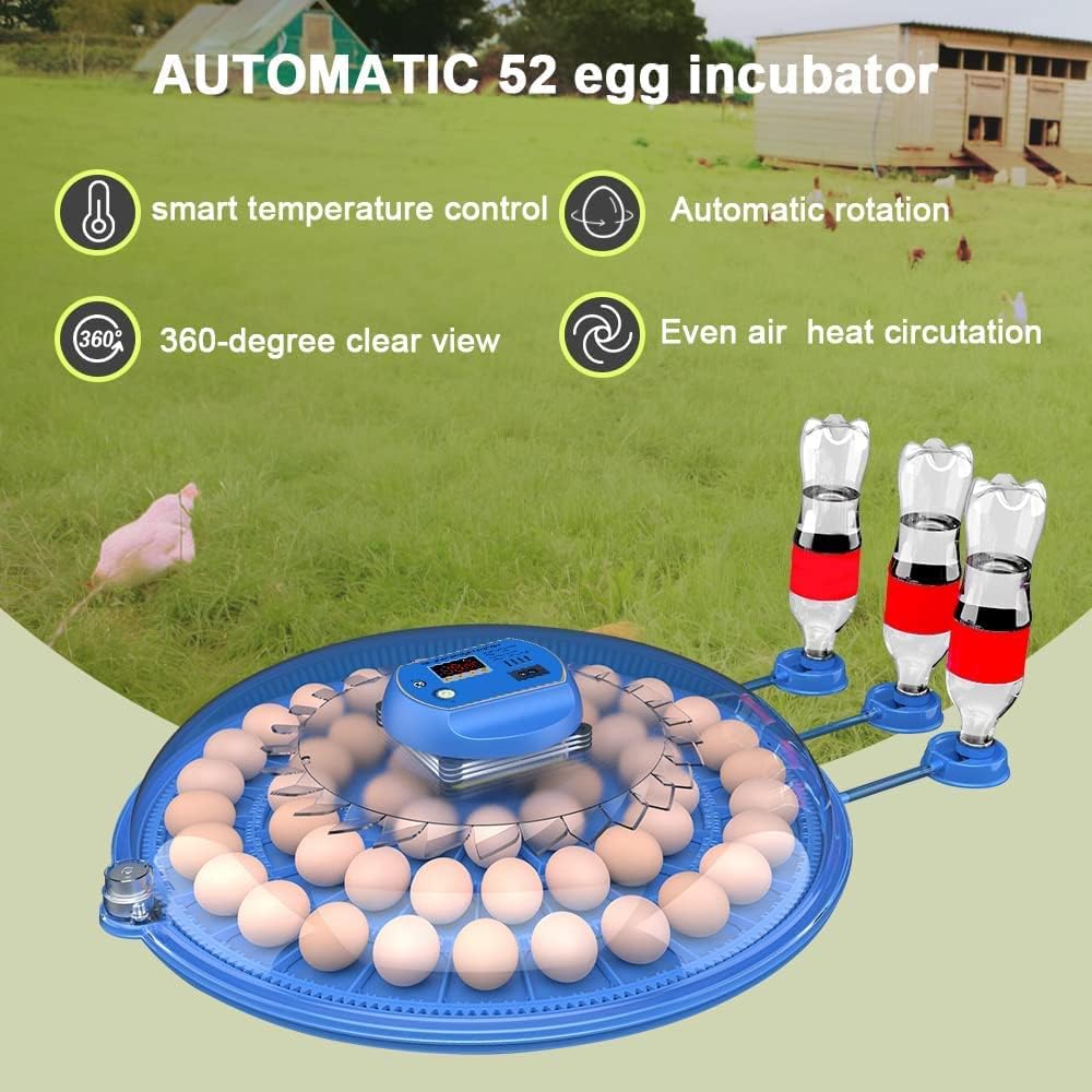 CARLA HOME 52 Egg Incubator with Automatic Turning, LED Display, Humidity & Temperature Control, Auto Water V178-36354