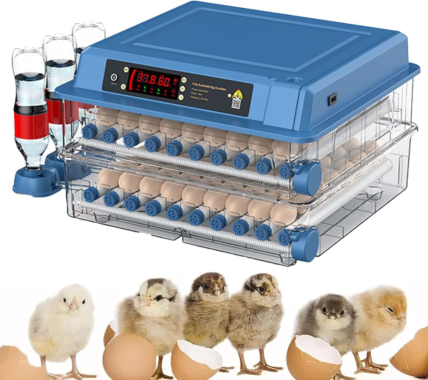 CARLA HOME 128 Egg Incubator with Automatic Turning, LED Display, Humidity & Temperature Control, Auto Water V178-36356