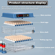 CARLA HOME 128 Egg Incubator with Automatic Turning, LED Display, Humidity & Temperature Control, Auto Water V178-36356