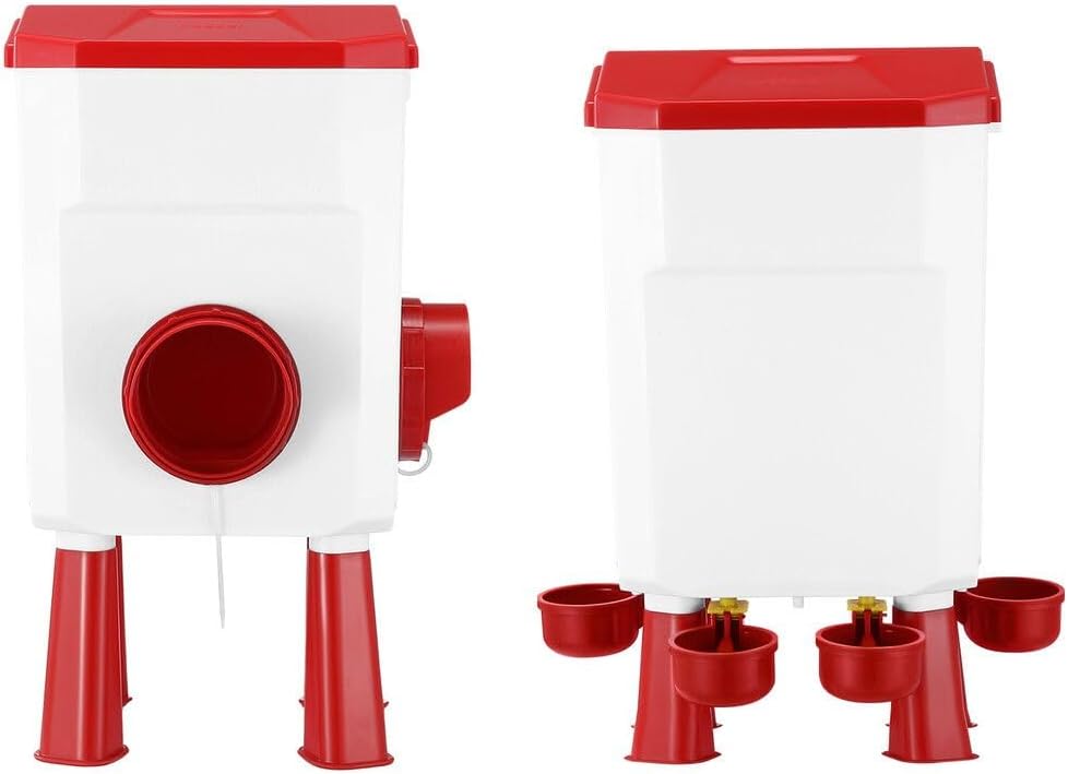 CARLA HOME Automatic Chicken Feeder Waterer Set with 8KG Food 7L Water Capacity for Coop, Chickens, Ducks, V178-36357