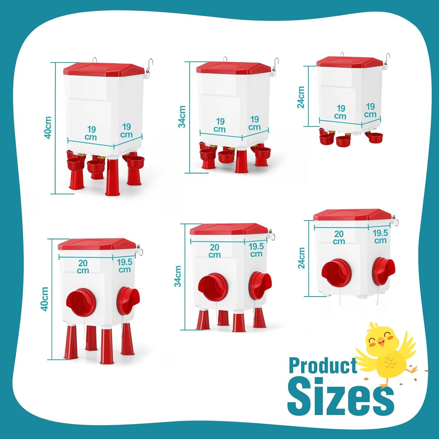 CARLA HOME Automatic Chicken Feeder Waterer Set with 8KG Food 7L Water Capacity for Coop, Chickens, Ducks, V178-36357