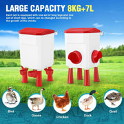 CARLA HOME Automatic Chicken Feeder Waterer Set with 8KG Food 7L Water Capacity for Coop, Chickens, Ducks, V178-36357