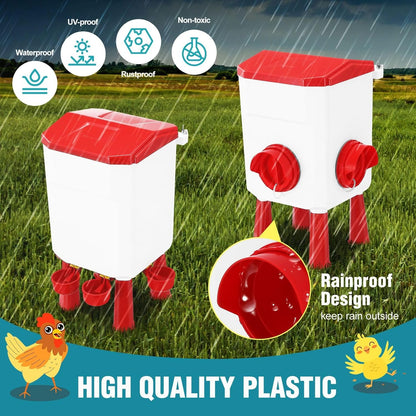 CARLA HOME Automatic Chicken Feeder Waterer Set with 8KG Food 7L Water Capacity for Coop, Chickens, Ducks, V178-36357