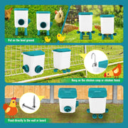 CARLA HOME Automatic Chicken Feeder Waterer Set with 8KG Food 7L Water Capacity for Coop, Chickens, Ducks, V178-36358