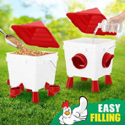 CARLA HOME Chicken Feeder Waterer Set, Automatic Gravity Dispenser with 8KG Food & 8L Water Capacity, 4 Ports V178-36359