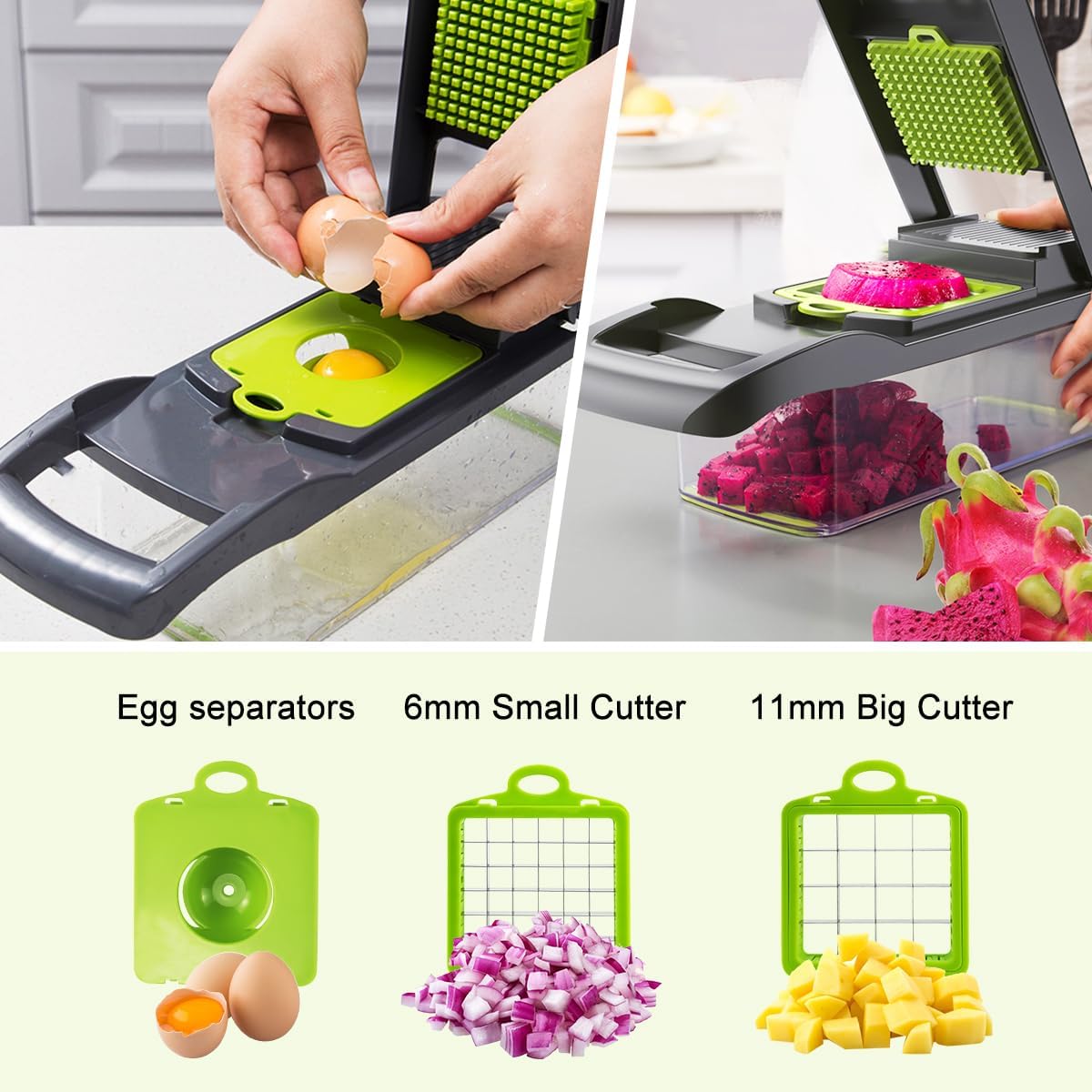 CARLA HOME Multifunctional Mandoline Vegetable Chopper 16-in-1 with Stainless Steel Blades, Storage Container V178-36360