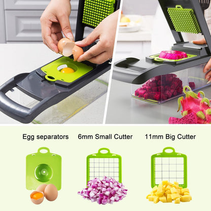 CARLA HOME Multifunctional Mandoline Vegetable Chopper 16-in-1 with Stainless Steel Blades, Storage Container V178-36360