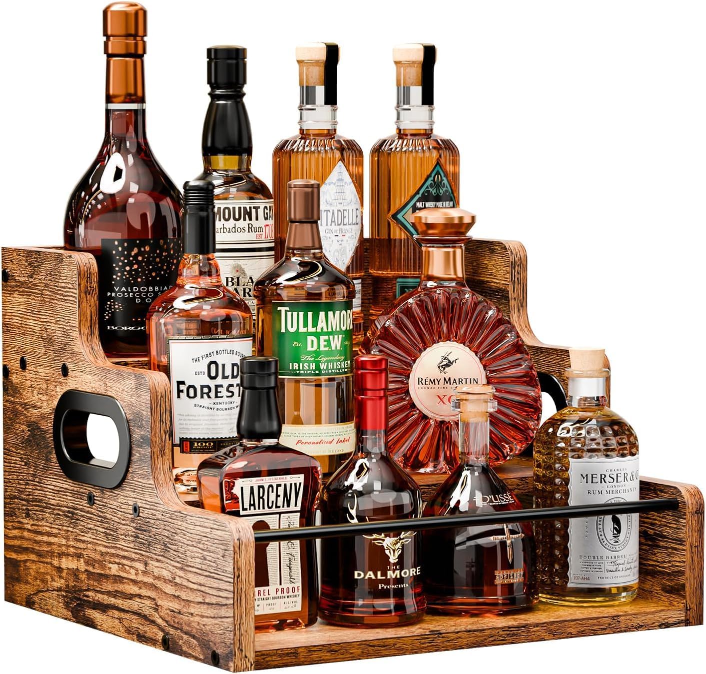 CARLA HOME 3-Tier Liquor Bottle Display Shelf Rack Bar Organizer for Whiskey, Wine, Coffee Syrups, Spirits & V178-36362