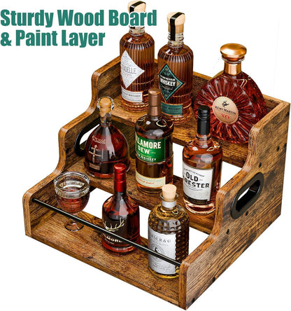 CARLA HOME 3-Tier Liquor Bottle Display Shelf Rack Bar Organizer for Whiskey, Wine, Coffee Syrups, Spirits & V178-36362