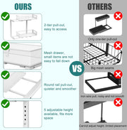CARLA HOME 2 Tier Under Sink Organizer Pull Out Sliding Cabinet Storage Shelf with Height Adjustable for V178-36363