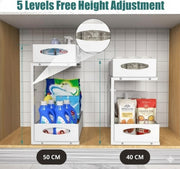 CARLA HOME 2 Pack Under Sink Organizer Pull Out Sliding Cabinet Storage Shelf with Height Adjustable for V178-36364