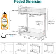 CARLA HOME 2 Pack Under Sink Organizer Pull Out Sliding Cabinet Storage Shelf with Height Adjustable for V178-36364