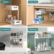 CARLA HOME 2 Pack Under Sink Organizer Pull Out Sliding Cabinet Storage Shelf with Height Adjustable for V178-36364