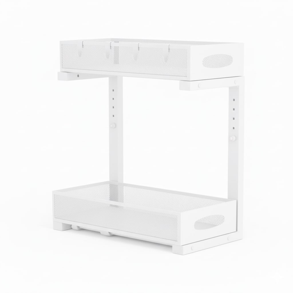 CARLA HOME 2 Pack Under Sink Organizer Pull Out Sliding Cabinet Storage Shelf with Height Adjustable for V178-36364