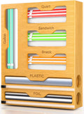 CARLA HOME 6-in-1 Bamboo Kitchen Drawer Organizer with Ziplock Bag Storage, Wrap Dispenser, Cutter for V178-36368
