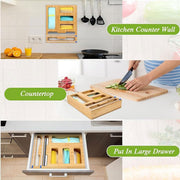 CARLA HOME 6-in-1 Bamboo Kitchen Drawer Organizer with Ziplock Bag Storage, Wrap Dispenser, Cutter for V178-36368