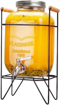 CARLA HOME 5L Glass Drink Dispenser with Metal Stand, Wide Mouth Beverage Jar & Stainless Steel Tap for V178-36369