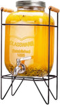 CARLA HOME 5L Glass Drink Dispenser with Metal Stand, Wide Mouth Beverage Jar & Stainless Steel Tap for V178-36369