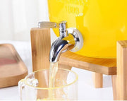 CARLA HOME 5L Glass Drink Dispenser with Metal Stand, Wide Mouth Beverage Jar & Stainless Steel Tap for V178-36369