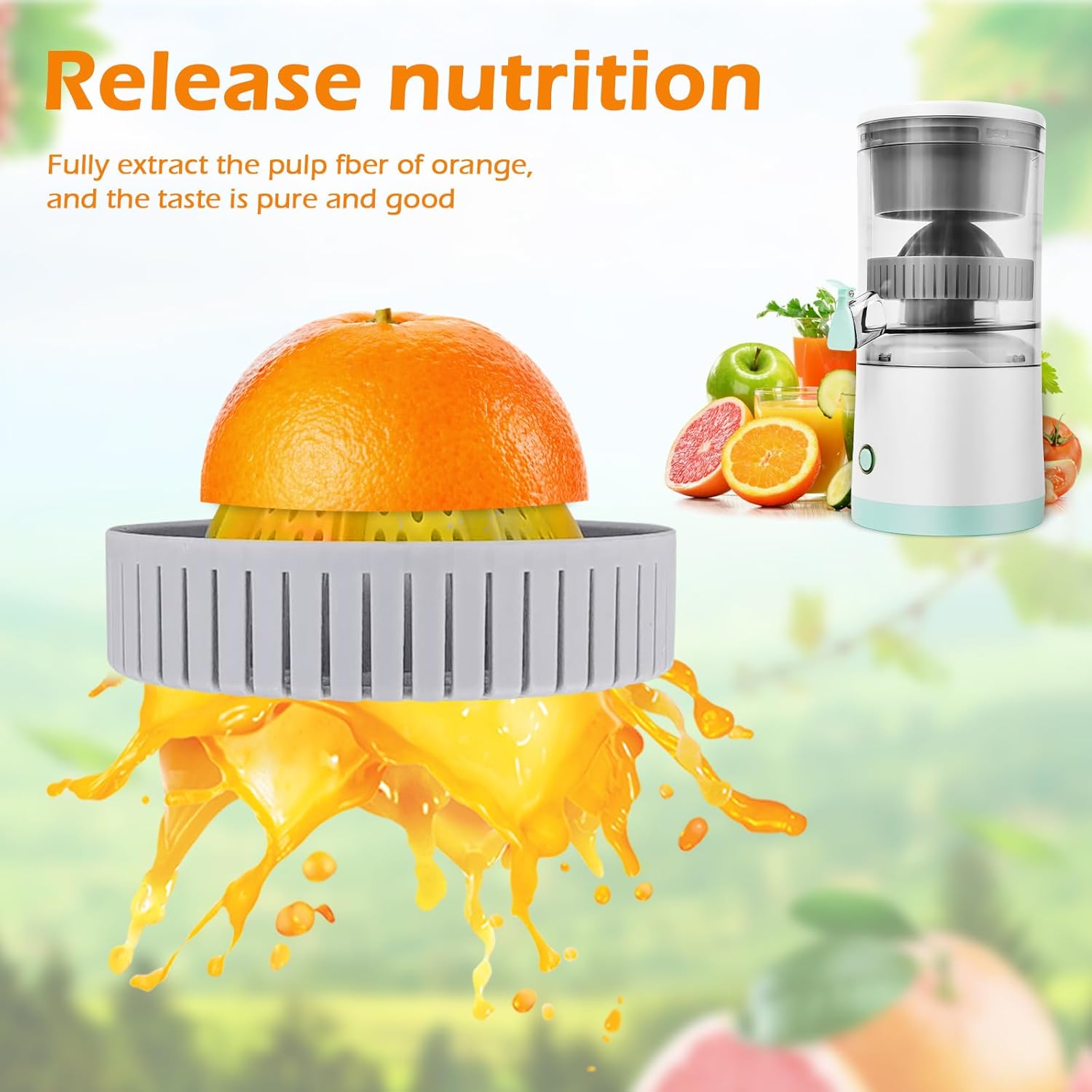 CARLA HOME Hands-Free Citrus Juicer with USB Rechargeable Electric Fruit Squeezer V178-36370