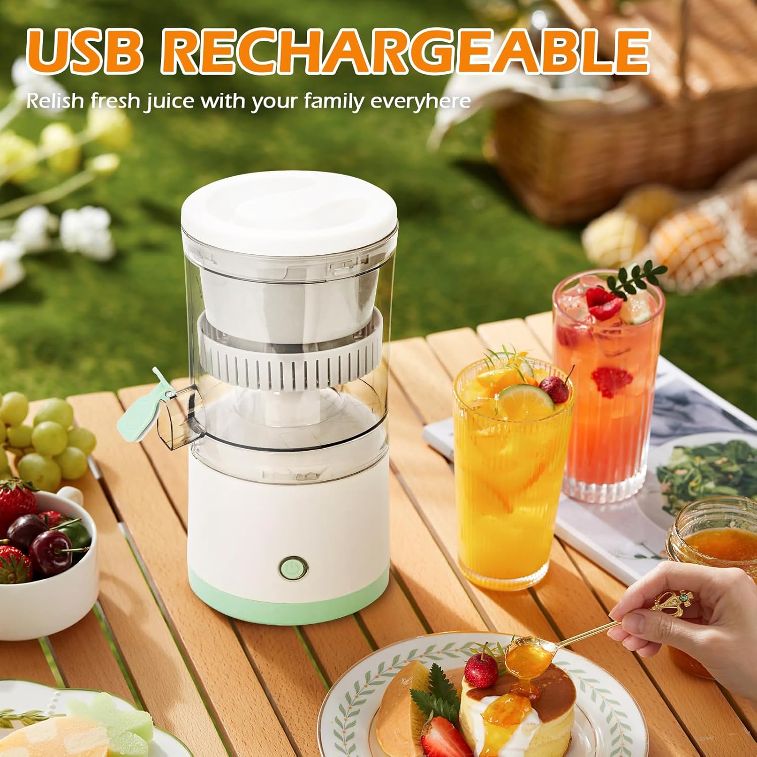 CARLA HOME Hands-Free Citrus Juicer with USB Rechargeable Electric Fruit Squeezer V178-36370