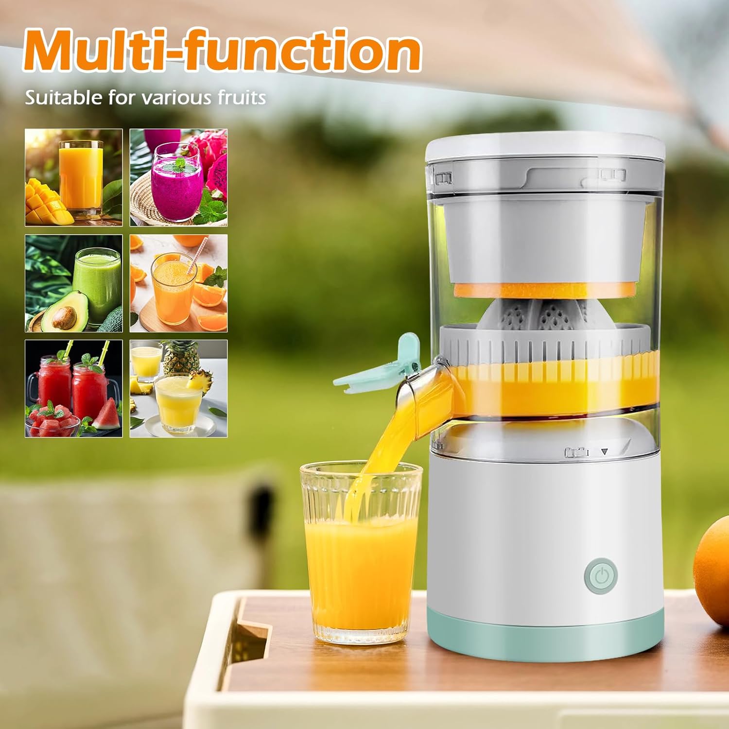 CARLA HOME Hands-Free Citrus Juicer with USB Rechargeable Electric Fruit Squeezer V178-36370