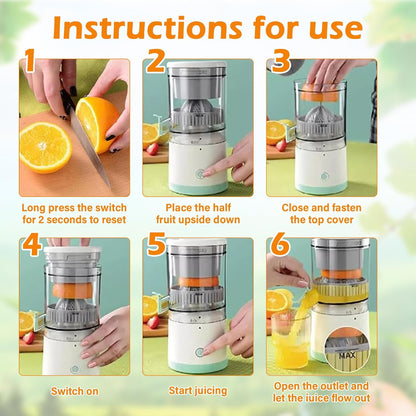 CARLA HOME Hands-Free Citrus Juicer with USB Rechargeable Electric Fruit Squeezer V178-36370