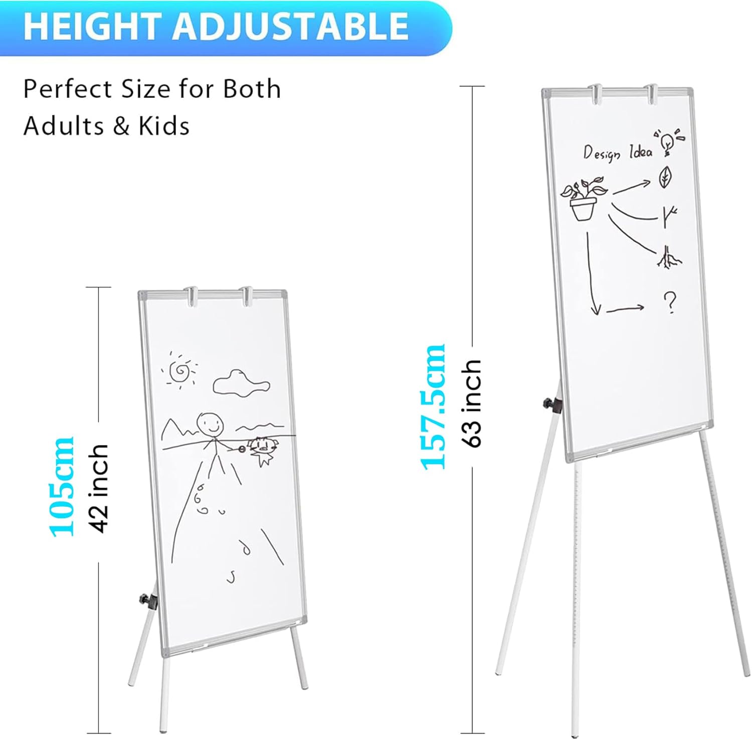 CARLA HOME Whiteboard Easel Portable Magnetic Dry Erase Board with Adjustable Tripod Stand & Height V178-36372