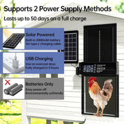 CARLA HOME Automatic Chicken Coop Door Solar Powered with 4 Mode Timer & Light Sensor, Anti-Pinch & USB V178-36375