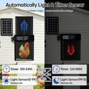 CARLA HOME Automatic Chicken Coop Door Solar Powered with 4 Mode Timer & Light Sensor, Anti-Pinch & USB V178-36375