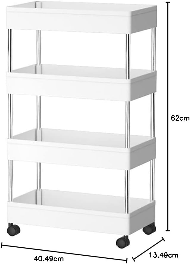 CARLA HOME Slim Storage Cart Organizer Trolley with Wheels for Kitchen, Bathroom, Laundry & Narrow Spaces (4 V178-36376