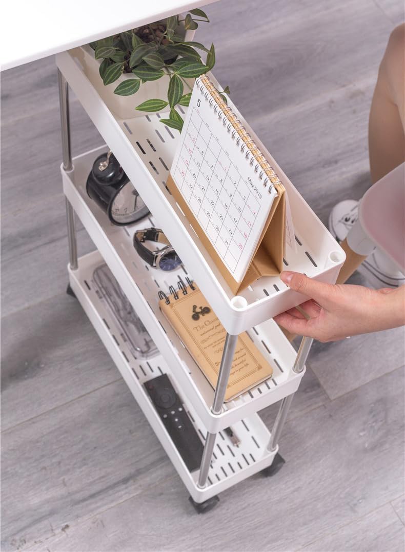 CARLA HOME Slim Storage Cart Organizer Trolley with Wheels for Kitchen, Bathroom, Laundry & Narrow Spaces (4 V178-36376