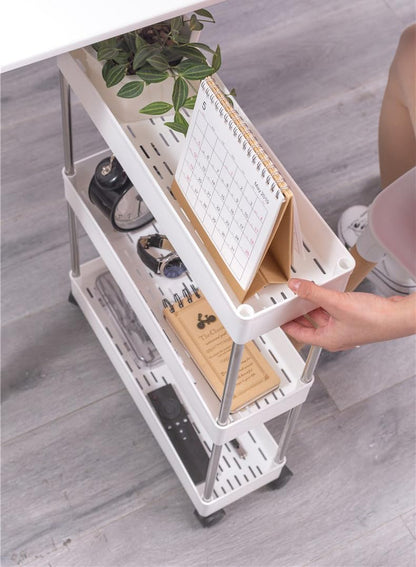 CARLA HOME Slim Storage Cart Organizer Trolley with Wheels for Kitchen, Bathroom, Laundry & Narrow Spaces (4 V178-36376