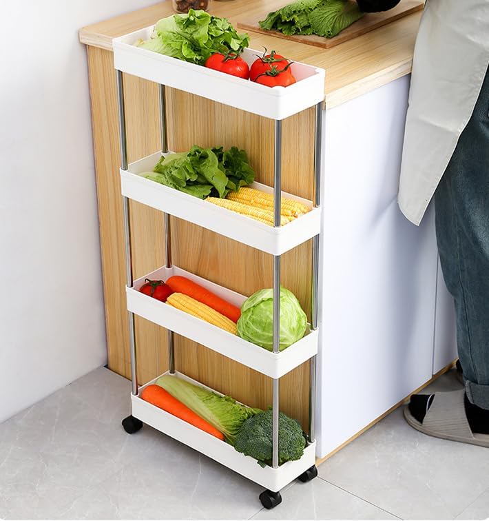 CARLA HOME Slim Storage Cart Organizer Trolley with Wheels for Kitchen, Bathroom, Laundry & Narrow Spaces (4 V178-36376