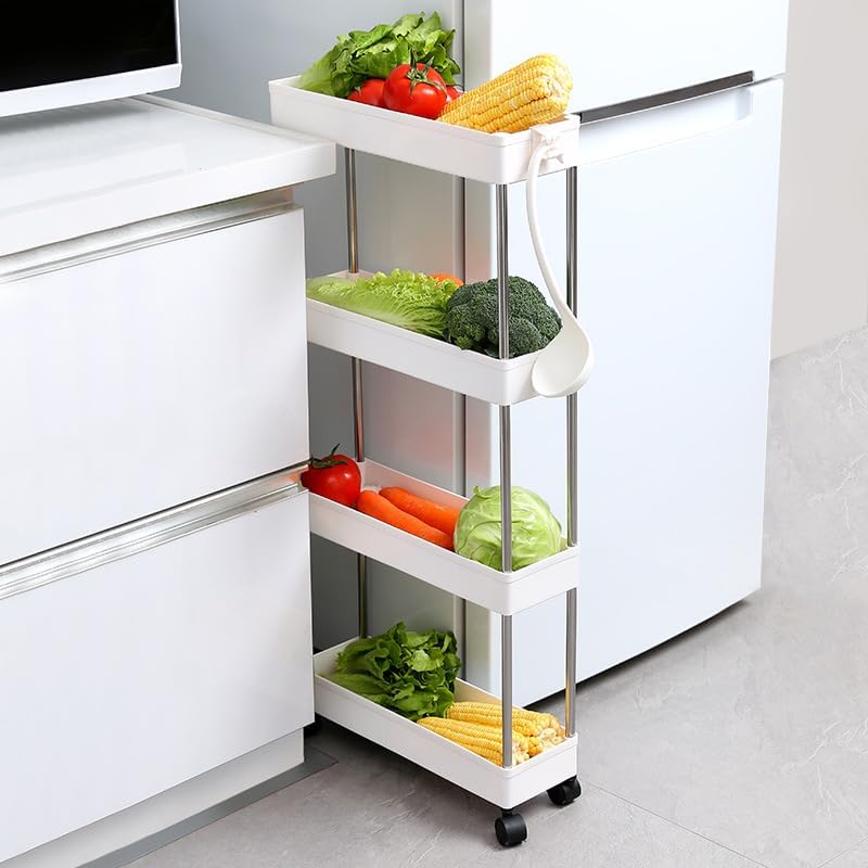 CARLA HOME Slim Storage Cart Organizer Trolley with Wheels for Kitchen, Bathroom, Laundry & Narrow Spaces (4 V178-36376